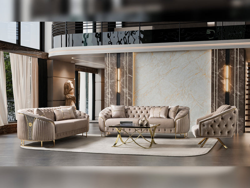 Lucas 3-pieces (Sofa & Loveseat & Chair) Livingroom Set in Beige - 200-ST-LUC-TURKO276-321