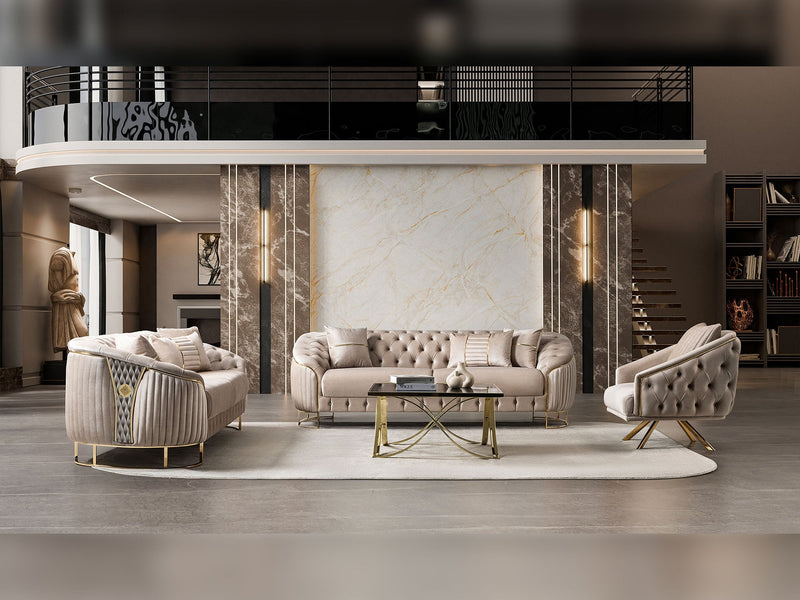 Lucas 3-pieces (Sofa & Loveseat & Chair) Livingroom Set in Beige - 200-ST-LUC-TURKO276-321