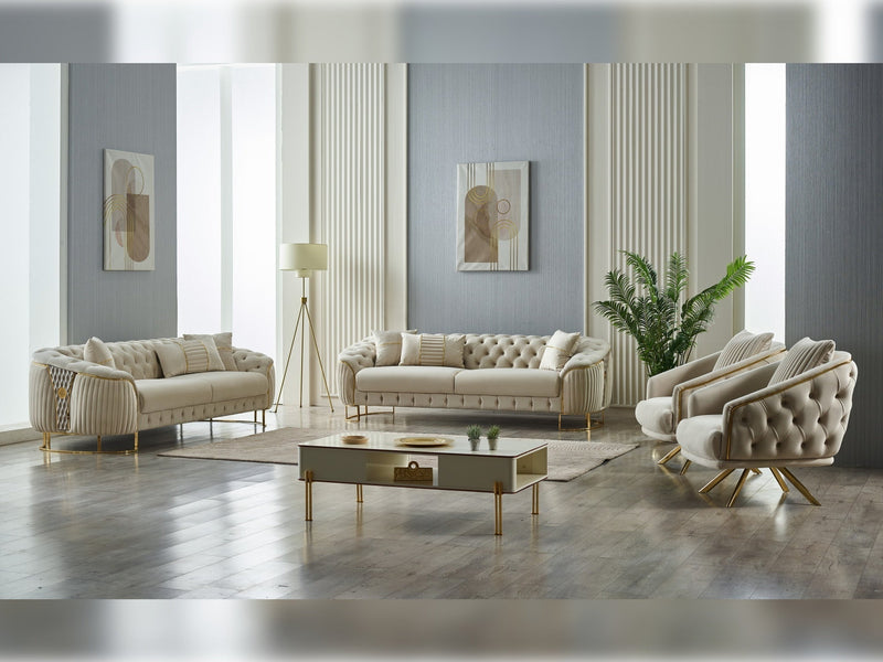 Lucas Stationary Sofa Cream in Cream - 101-LUC-LV938-3