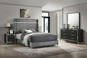 Lucia 4-piece Eastern King Bedroom Set Grey and Black - 224991KE-S4