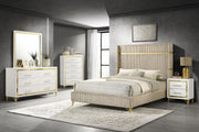 Lucia 5-piece Eastern King Bedroom Set Beige and White - 224731KE-S5