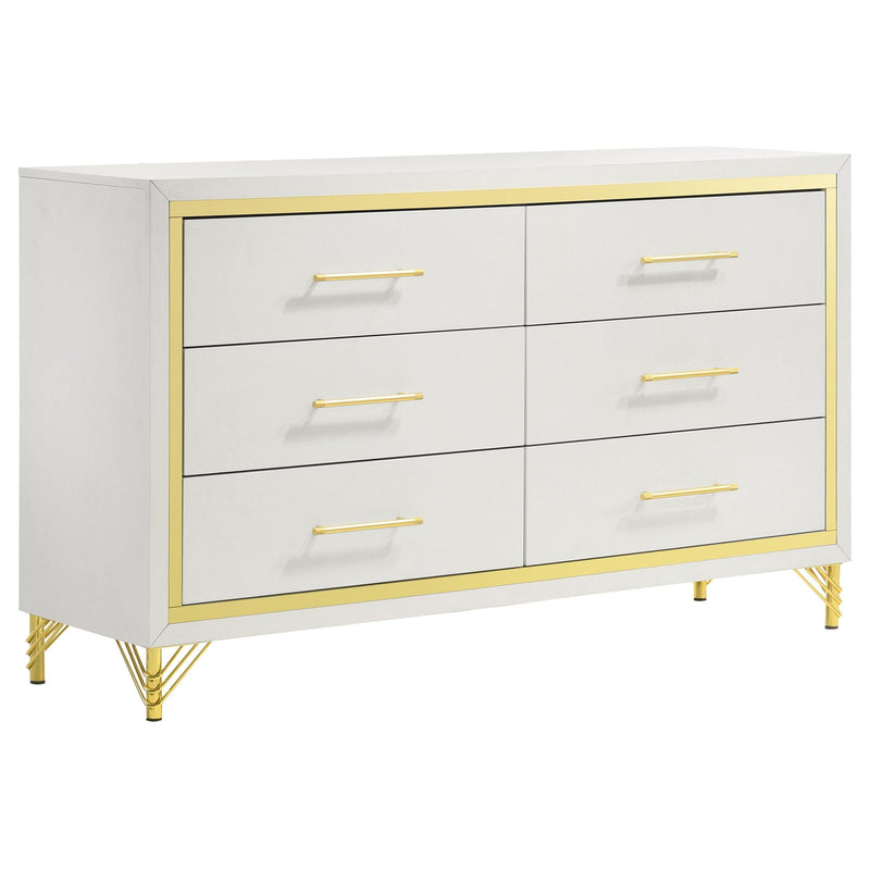 Lucia 5-piece Eastern King Bedroom Set Beige and White - 224731KE-S5