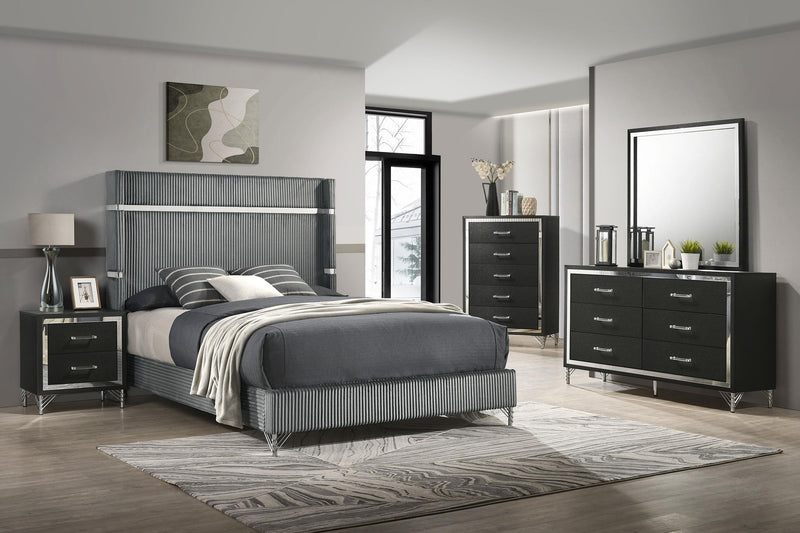 Lucia 5-piece Eastern King Bedroom Set Grey and Black - 224991KE-S5