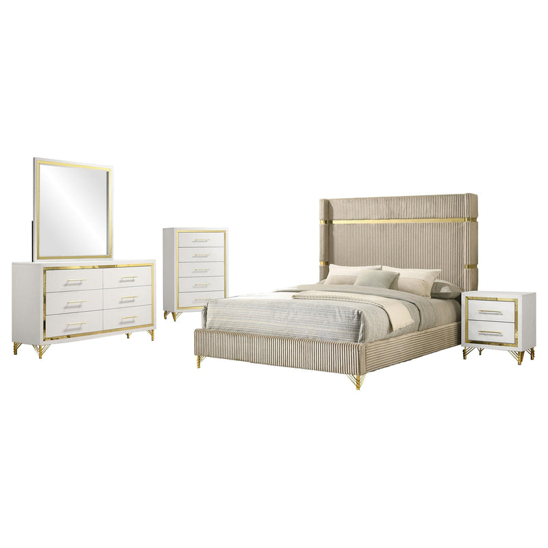 Lucia 5-piece Queen Bedroom Set Beige and White - 224731Q-S5