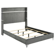 Lucia 61-inch Upholstered Eastern King Wingback Bed Grey - 224991KE
