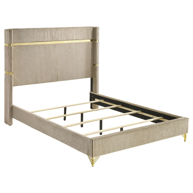 Lucia 61-inch Upholstered Queen Wingback Bed Beige - 224731Q