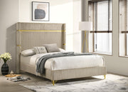 Lucia 61-inch Upholstered Queen Wingback Bed Beige - 224731Q