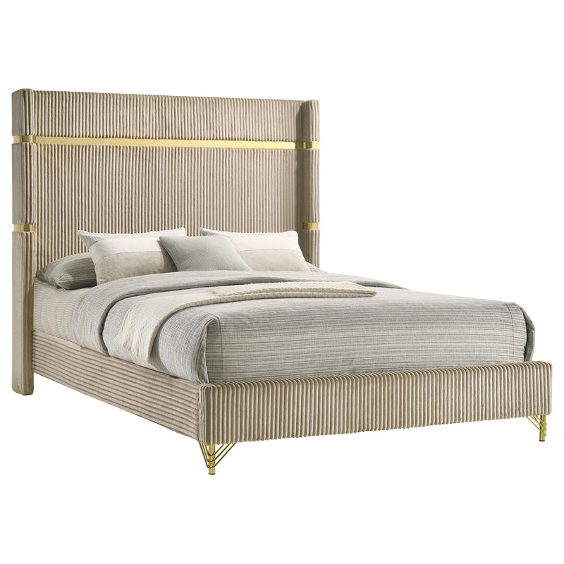 Lucia 61-inch Upholstered Queen Wingback Bed Beige - 224731Q