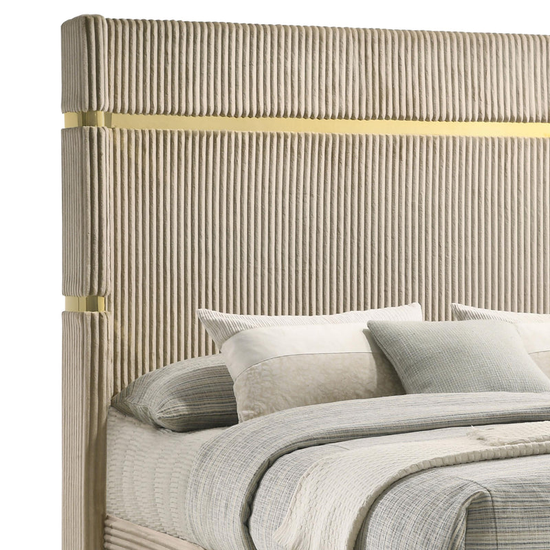 Lucia 61-inch Upholstered Queen Wingback Bed Beige - 224731Q