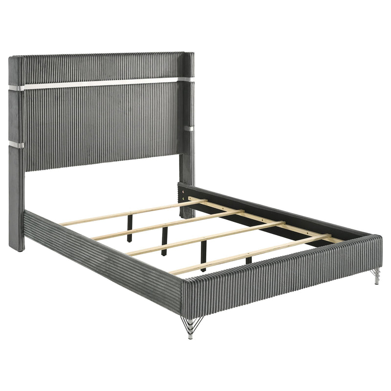 Lucia 61-inch Upholstered Queen Wingback Bed Grey - 224991Q