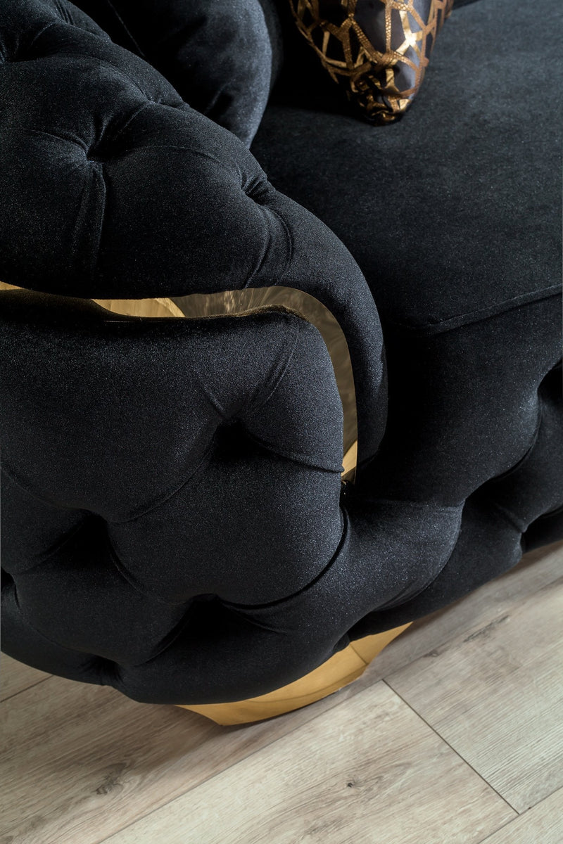 Lupino Black Velvet Living Room Set