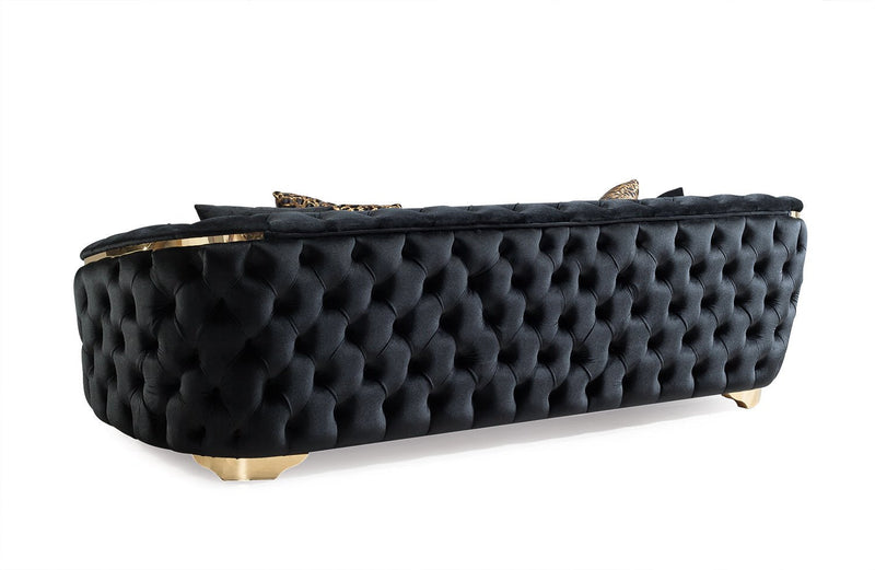 Lupino Black Velvet Living Room Set