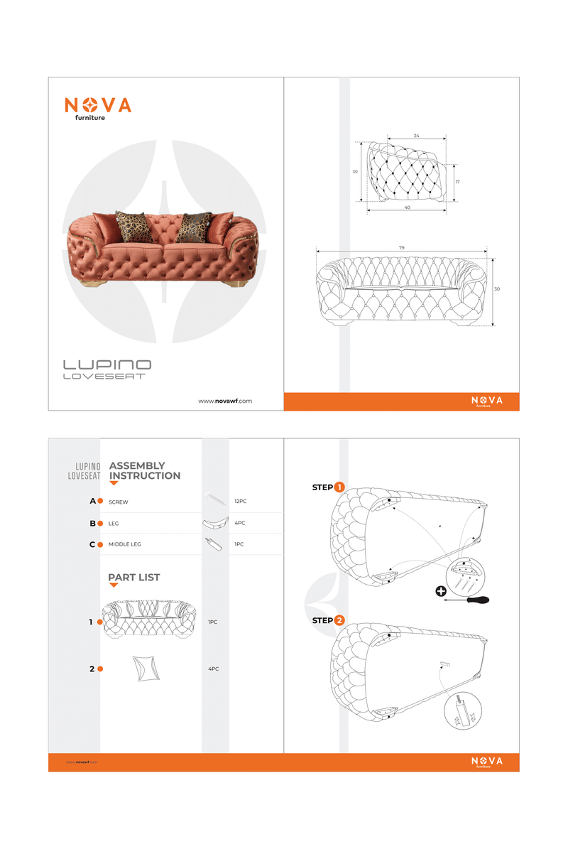 Lupino Gray Velvet Sofa & Loveseat