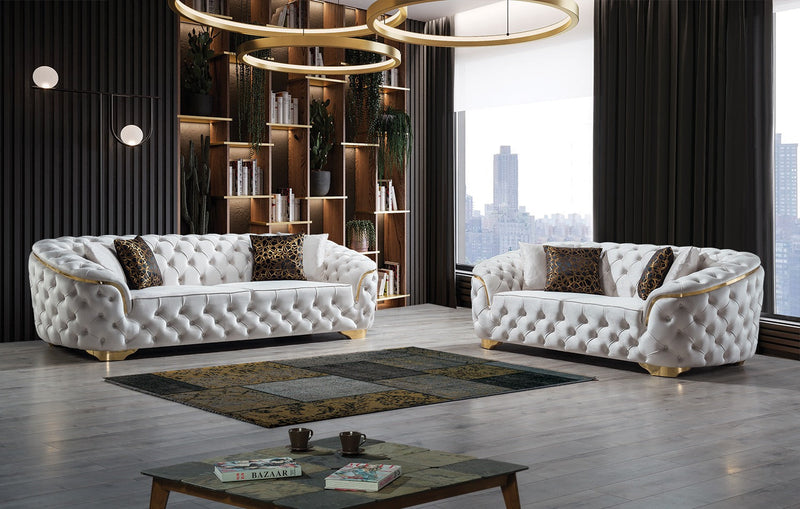 Lupino Ivory Velvet Living Room Set