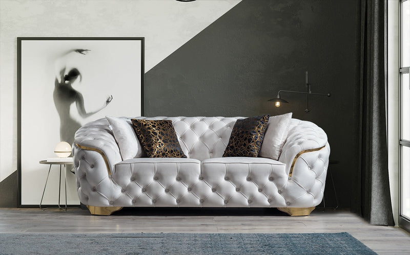 Lupino Ivory Velvet Living Room Set