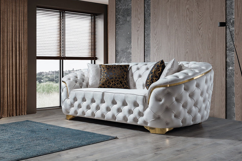 Lupino Ivory Velvet Living Room Set