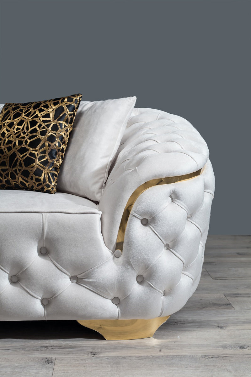Lupino Ivory Velvet Living Room Set
