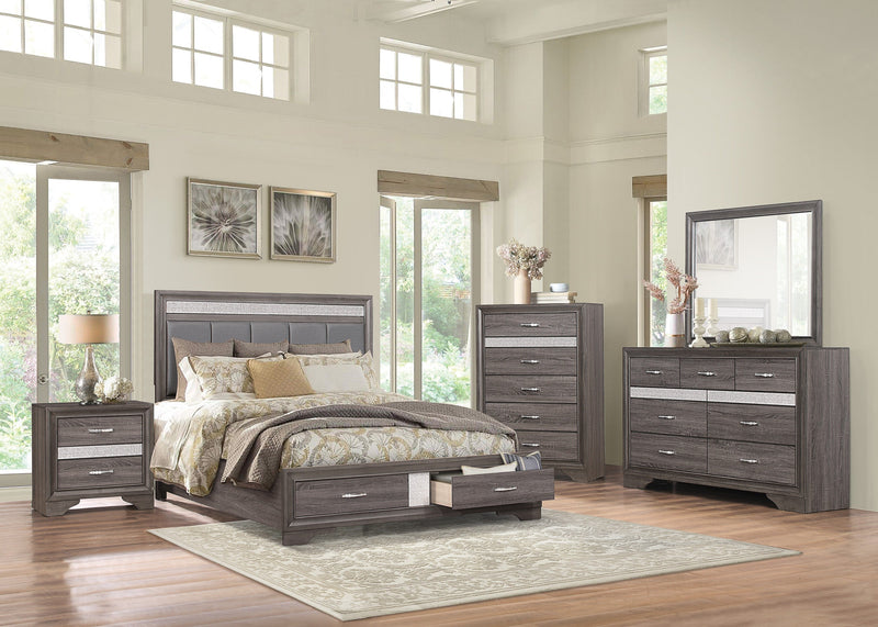 Luster Gray Upholstered Storage Platform Bedroom Set - DMV FurnitureBedroom Set