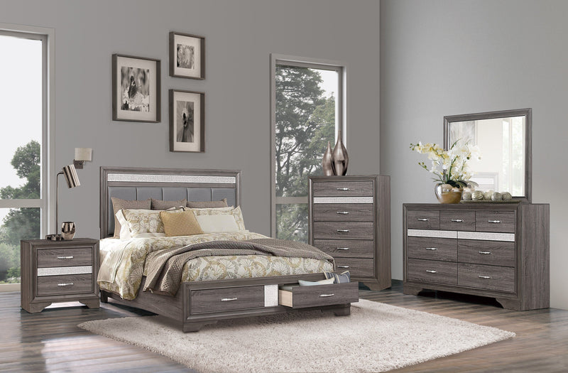 Luster Gray Upholstered Storage Platform Bedroom Set - DMV FurnitureBedroom Set
