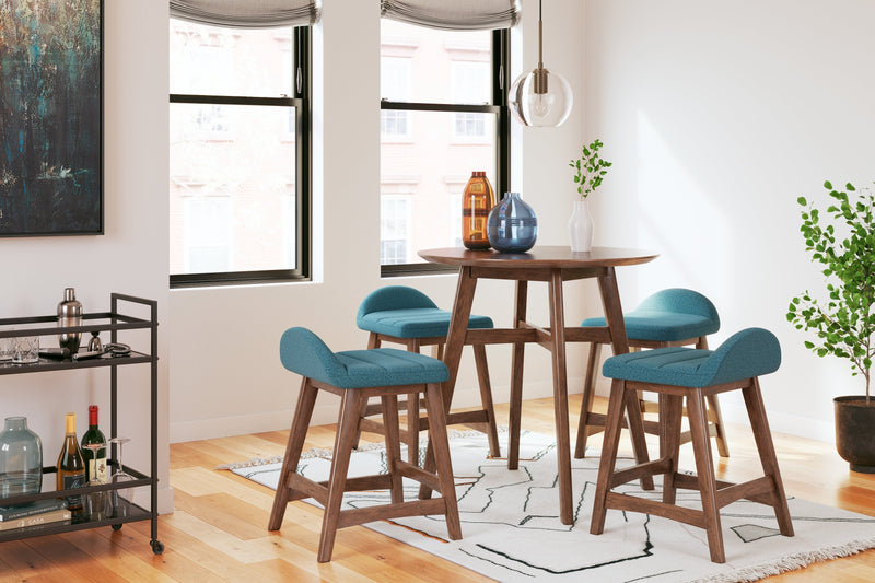 Lyncott Blue/Brown Counter Height Bar Stool, Set of 2 - D615-324