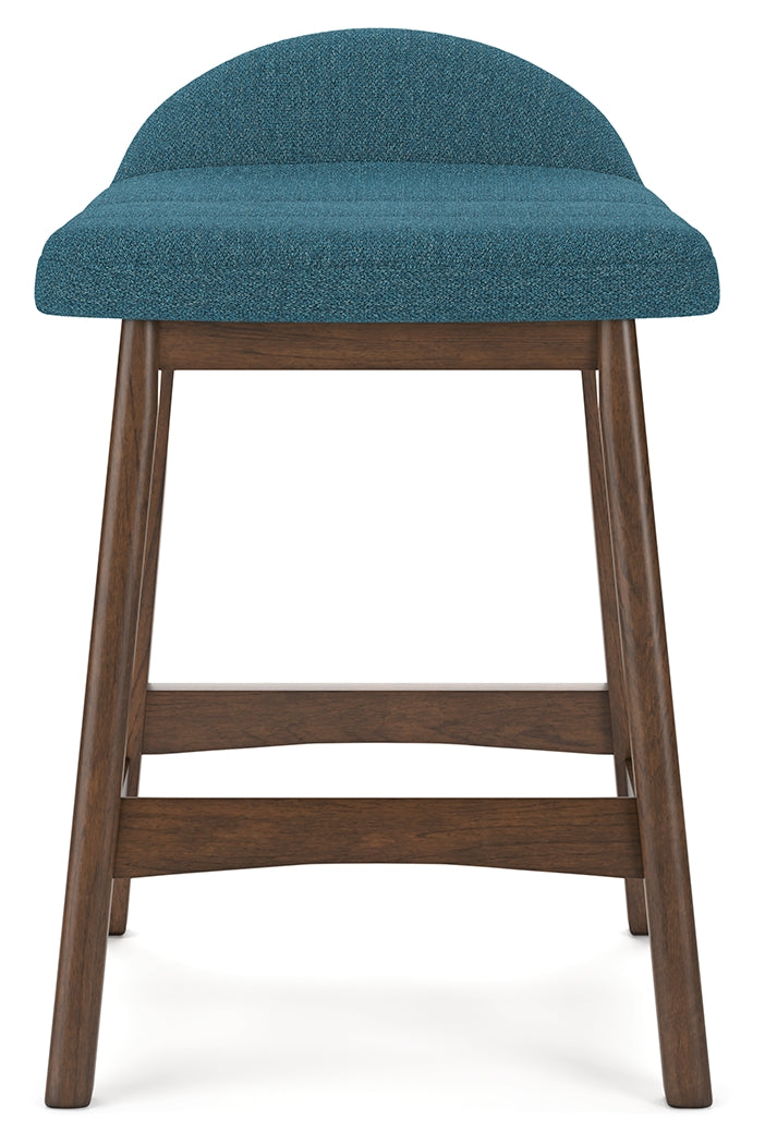 Lyncott Blue/Brown Counter Height Bar Stool, Set of 2 - D615-324