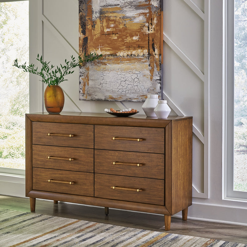 Lyncott California King Upholstered Bed with Dresser and 2 Nightstands in Brown from Ashley - DMV Furniture