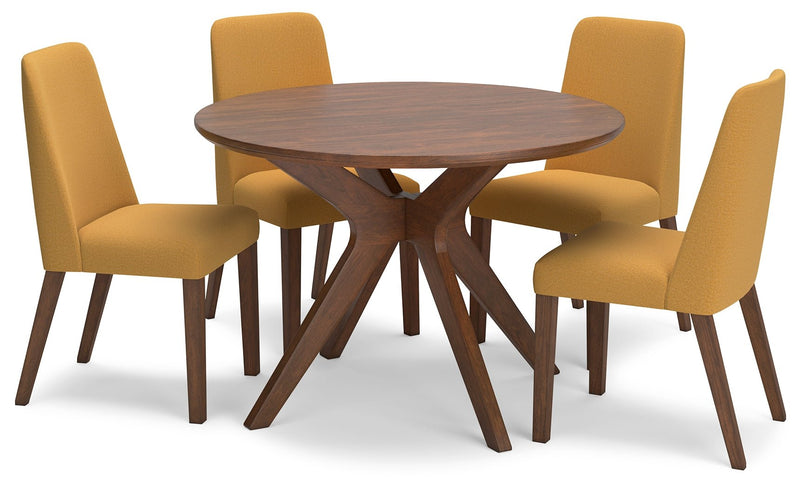 Lyncott Dining Table and 4 Chairs in Mustard/Brown - DMV FurnitureDining Room Set