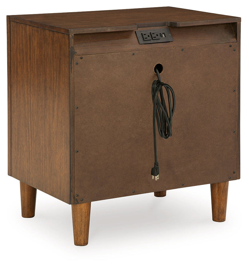 Lyncott King Upholstered Bed with 2 Nightstands in Brown from Ashley - DMV Furniture