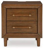 Lyncott Queen Upholstered Bed with 2 Nightstands in Brown from Ashley - DMV Furniture