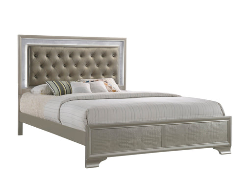 Lyssa Champagne King LED Upholstered Panel Bed - DMV FurnitureKing Bed