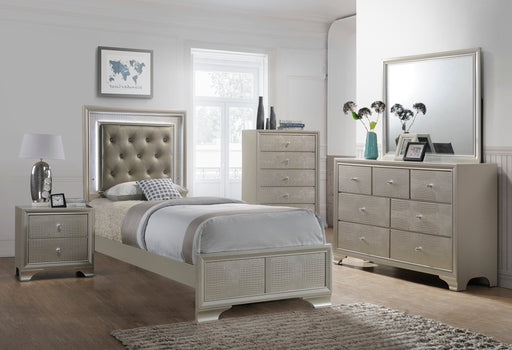 Lyssa Champagne LED Upholstered Panel Youth Bedroom Set - DMV FurnitureYouth Bedroom Set
