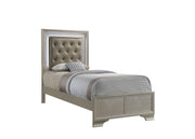 Lyssa Champagne Twin LED Upholstered Panel Bed - DMV FurnitureTwin Bed