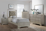 Lyssa Champagne Twin LED Upholstered Panel Bed - DMV FurnitureTwin Bed
