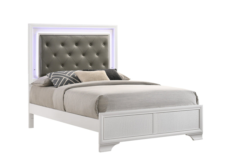 Lyssa Frost Full LED Upholstered Panel Bed - DMV FurnitureFull Bed