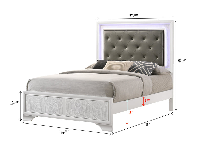 Lyssa Frost Full LED Upholstered Panel Bed - DMV FurnitureFull Bed