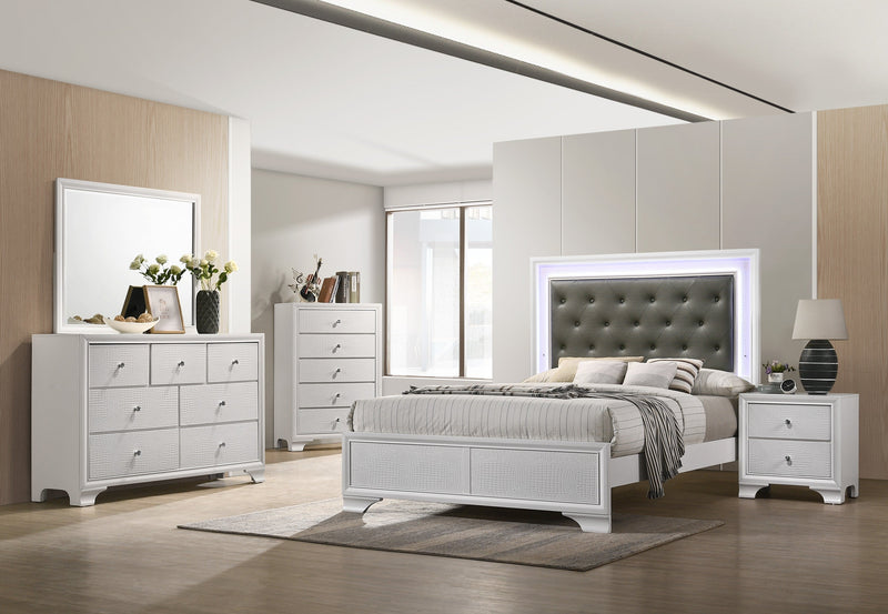 Lyssa Frost Full LED Upholstered Panel Bed - DMV FurnitureFull Bed