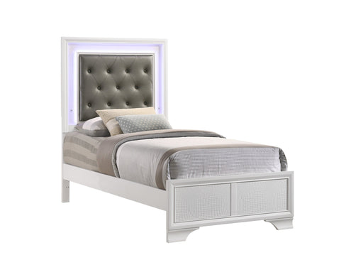 Lyssa Frost Twin LED Upholstered Panel Bed - DMV FurnitureTwin Bed