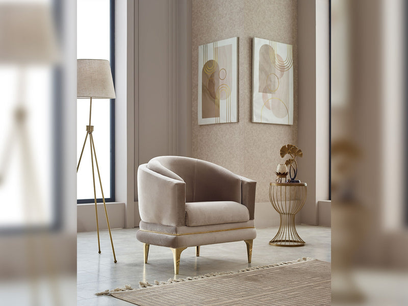 Mabel 3-pieces (Sofa & Loveseat & Chair) Livingroom in Beige - 200-SIM-MAB-VELVET260-321
