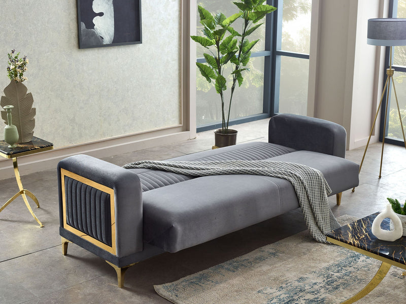 Mabel Convertible Loveseat in Anthracite - 200-SIM-MAB-VELVET412-2