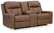 Mackmenville Caramel Reclining Loveseat with Console - 7471494