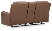 Mackmenville Caramel Reclining Loveseat with Console - 7471494