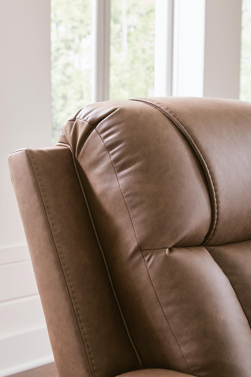 Mackmenville Caramel Reclining Loveseat with Console - 7471494