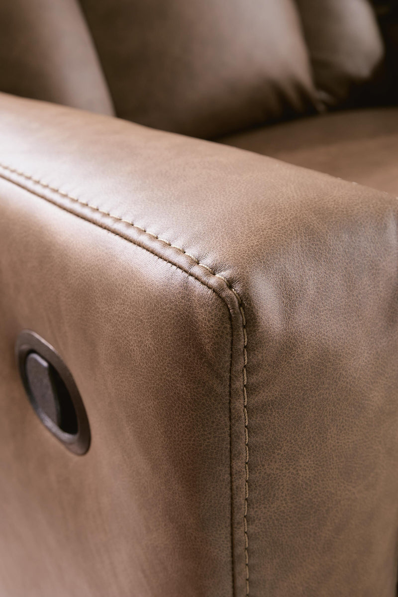 Mackmenville Caramel Reclining Loveseat with Console - 7471494
