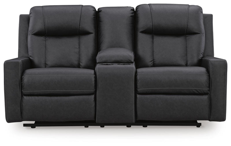 Mackmenville Carbon Reclining Loveseat with Console - 7471394