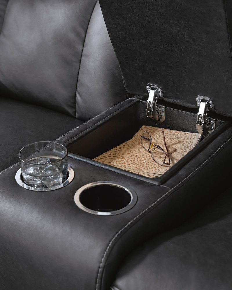 Mackmenville Carbon Reclining Loveseat with Console - 7471394