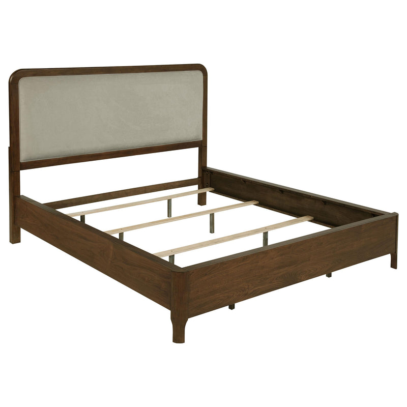 Maderia 57-inch Upholstered California King Panel Bed Walnut - 223321KW