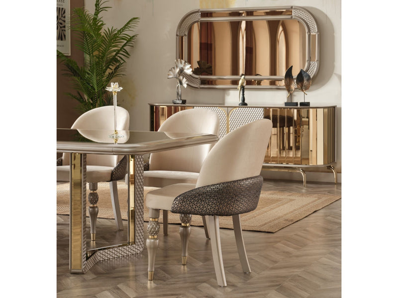 Madrid Diningroom (Dining Table & Dining Chair & Consol With Mirror) - For 6 People - 115-MAD-6-SET