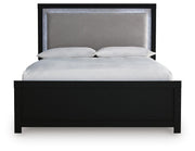 Maeling Black Queen Upholstered Panel Bed - PCB1115B6