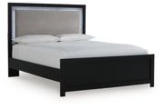 Maeling Queen Upholstered Panel Bed, Dresser and Mirror - PCB1115B7