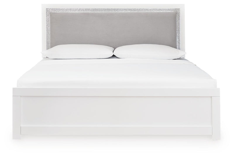 Maeling White King Upholstered Panel Bed - PCB1119B4